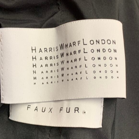 HARRIS WHARF LONDON Size 4 Orange Wool Blend Textured Faux Fur Notch Lapel Coat - Picture 7 of 11